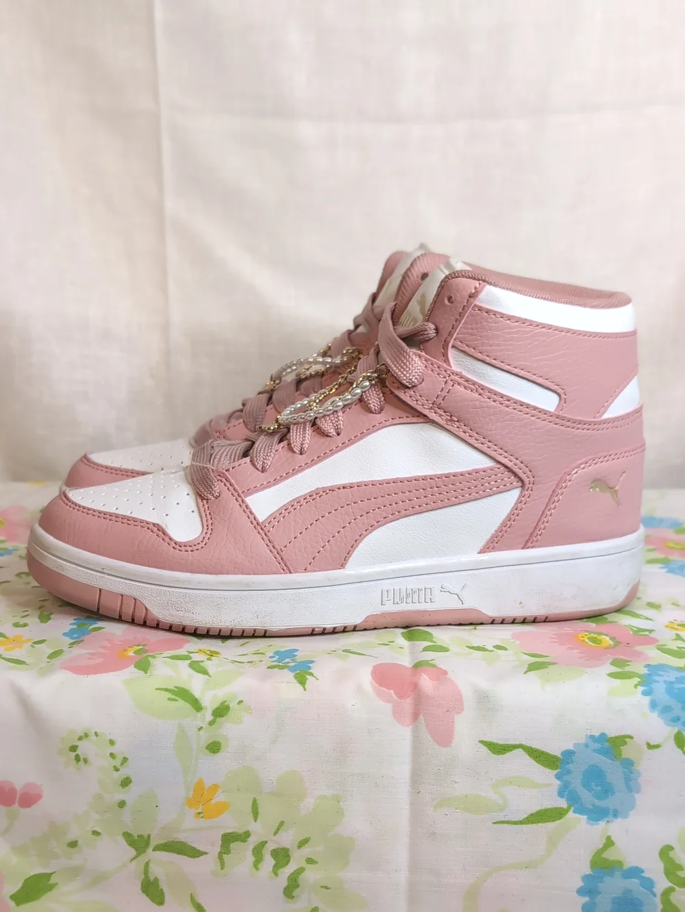 Puma Rebound Layup Luminous Bling Ring Hi-Top womens 7